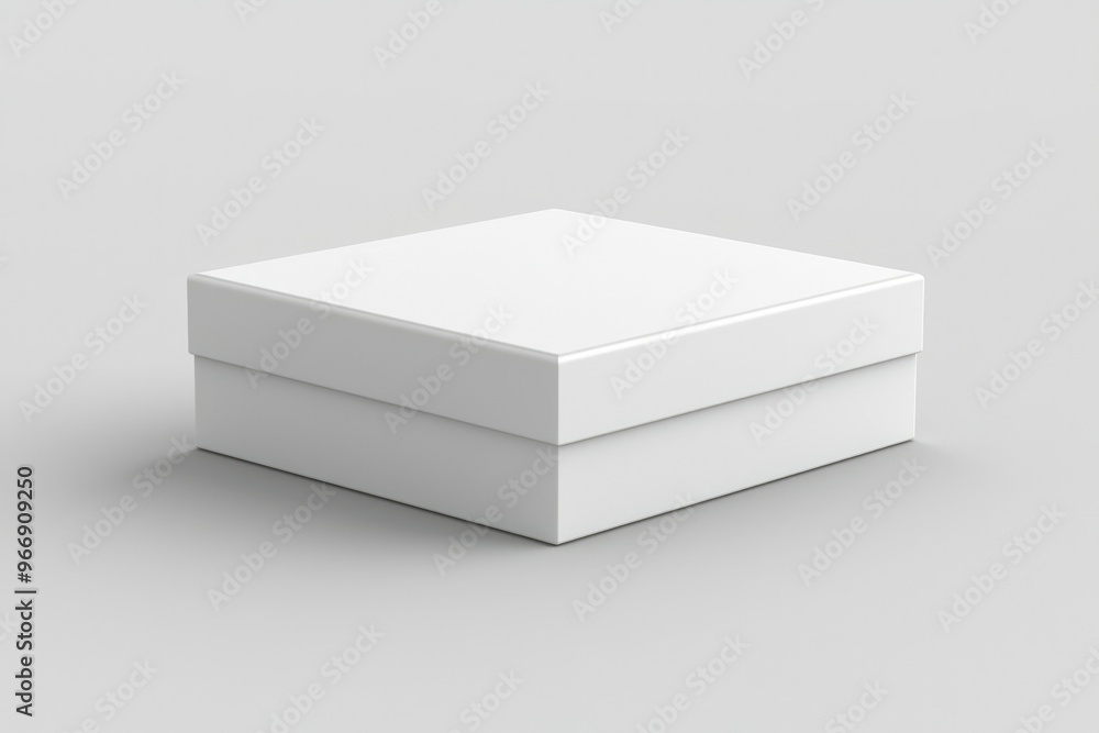 White Square Cardboard Box on Grey Background White Square Cardboard Box on Grey Background