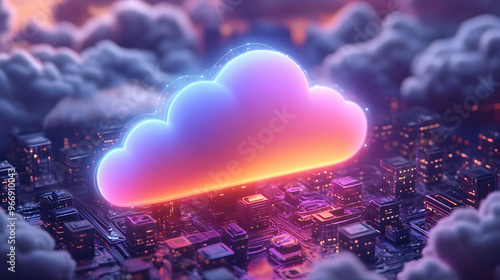 A glowing cloud symbol abov...