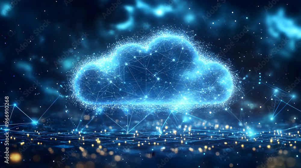 A glowing digital cloud symbolizing data storage and connectivity. A glowing digital cloud symbolizing data storage and connectivity.