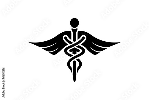  A Medical logo vector art illustration with a physiotherapy icon, featuring a modern stylish shape with an underline set vector art illustration photo