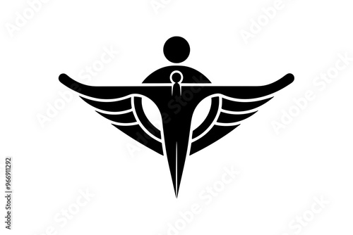  A Medical logo vector art illustration with a physiotherapy icon, featuring a modern stylish shape with an underline set vector art illustration photo