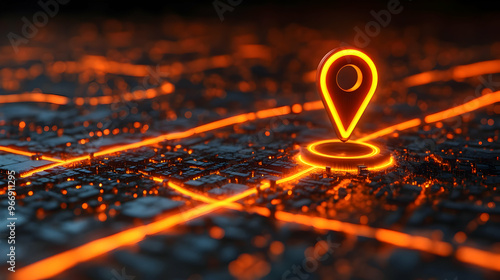A glowing map with a locati...