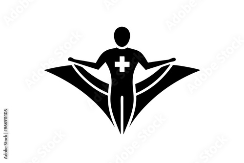  A Medical logo vector art illustration with a physiotherapy icon, featuring a modern stylish shape with an underline set vector art illustration photo