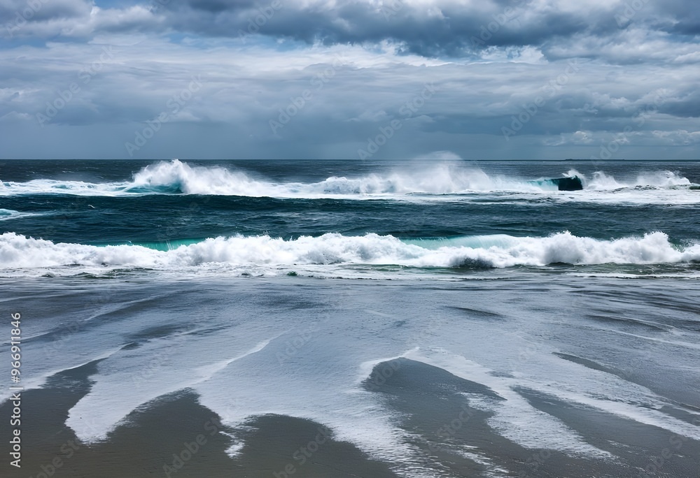 Obraz premium Waves crashing on the beach