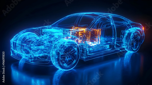 A glowing, transparent car ...