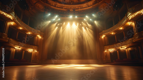 A grand theater stage illum...