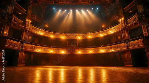 A grand theater stage illum...