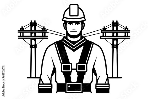 electrical lineman line art silhette vector,illustration