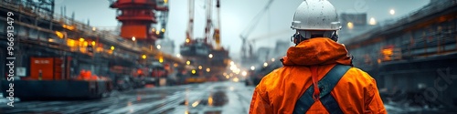 the civil engineer in a white safety helmet evaluates the environmental impact of the construction activities, ensuring compliance with environmental regulations and mitigation measures