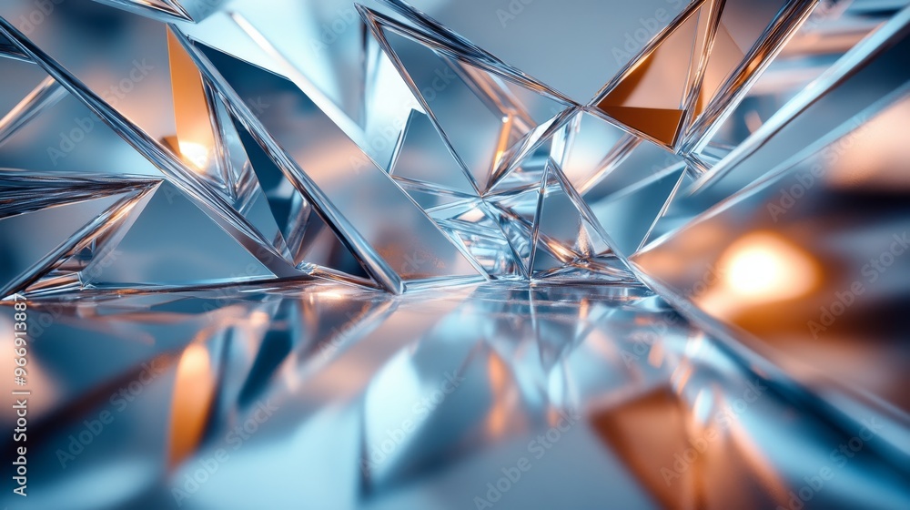 Fototapeta premium Abstract Blue and Orange Glass Pyramids