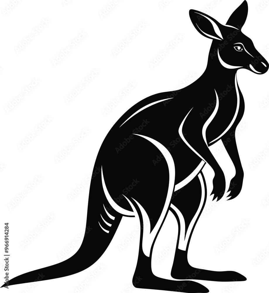 black kangaroo vector illustration silhouette, Print black kangaroo vector illustration silhouette, Print
