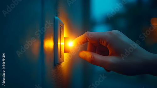 A hand pressing a light swi...
