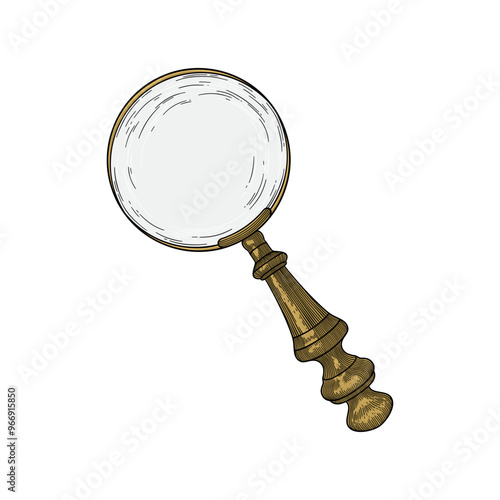hand drawn magnifying glass colored illustration