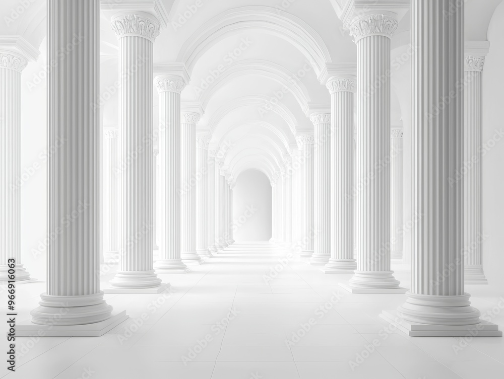 3d rendering white corridor pillars background render - ai 3d rendering white corridor pillars background render - ai