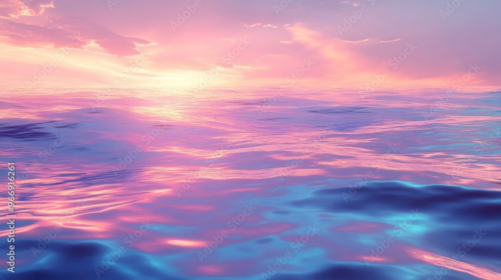 Fototapeta premium Pink and Blue Sunset Reflected on Calm Water