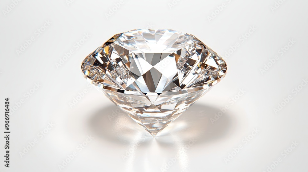 Sparkling Diamond Gemstone on White Background Sparkling Diamond Gemstone on White Background