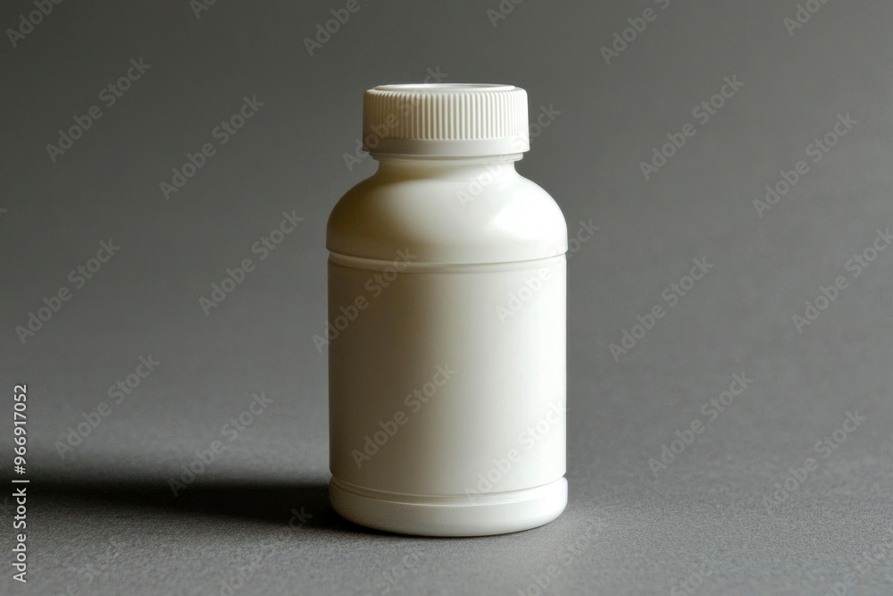 White Plastic Bottle with Cap on Gray Surface White Plastic Bottle with Cap on Gray Surface