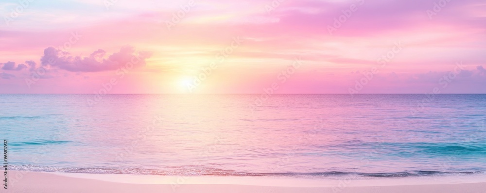 Obraz premium sunrise sky and ocean nature background in pink hue
