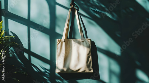 A minimalist tote bag hangi...