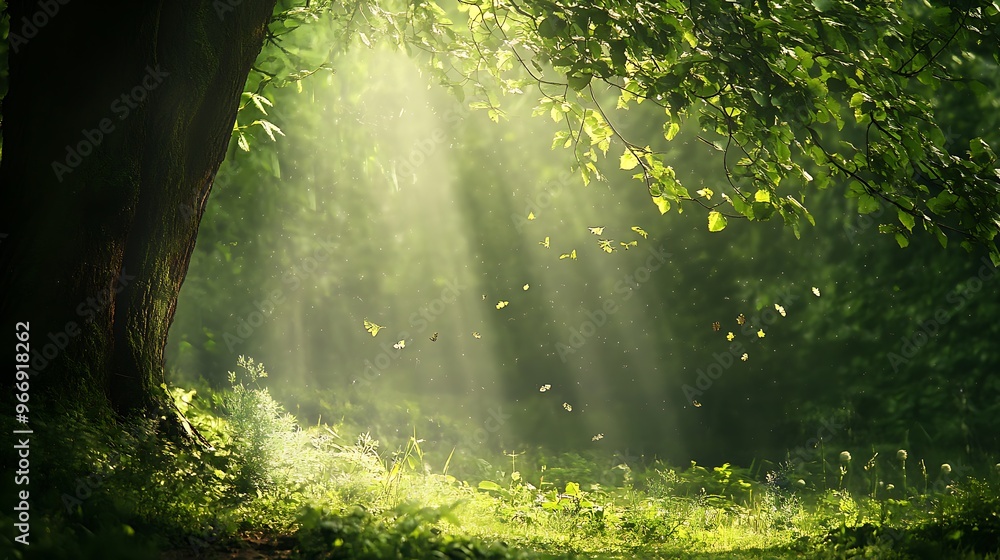 Fototapeta premium Sunbeams in the Forest