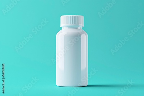 White Plastic Bottle with a Lid on a Blue Background