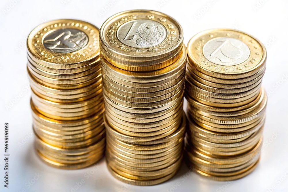 Stacked Polish zloty banknotes from a top view angle Stacked Polish zloty banknotes from a top view angle