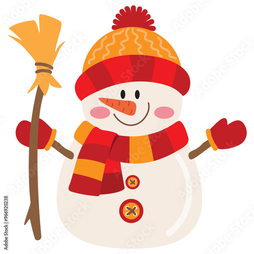 Cute Christmas snowman vector cartoon illustration