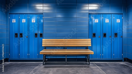 A modern locker room featur...
