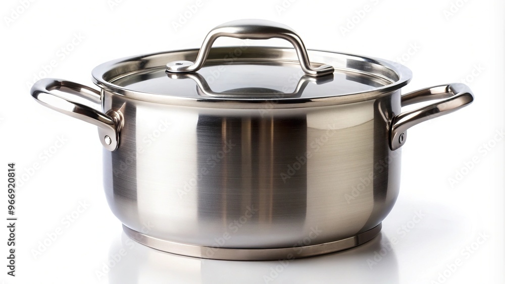 Stainless steel pot isolated on white background with shallow depth of field Stainless steel pot isolated on white background with shallow depth of field