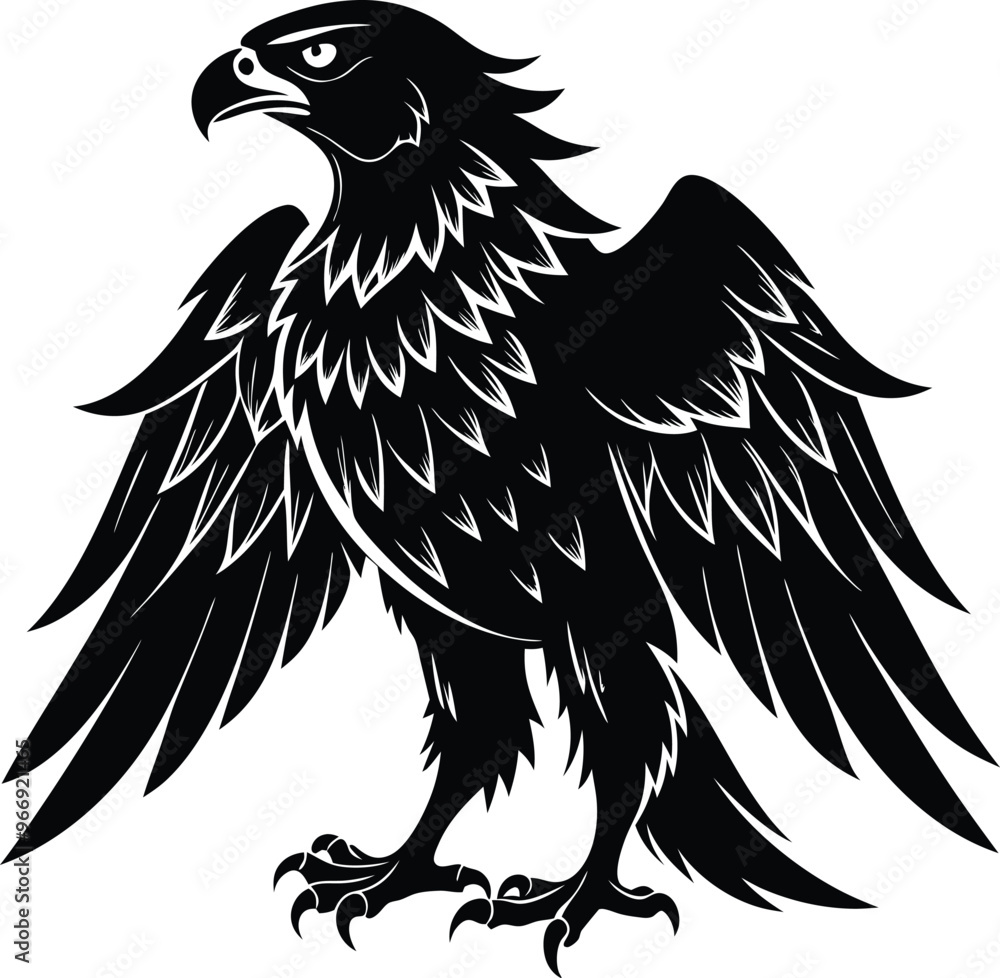 Obraz premium black eagle vector illustration silhouette, Print