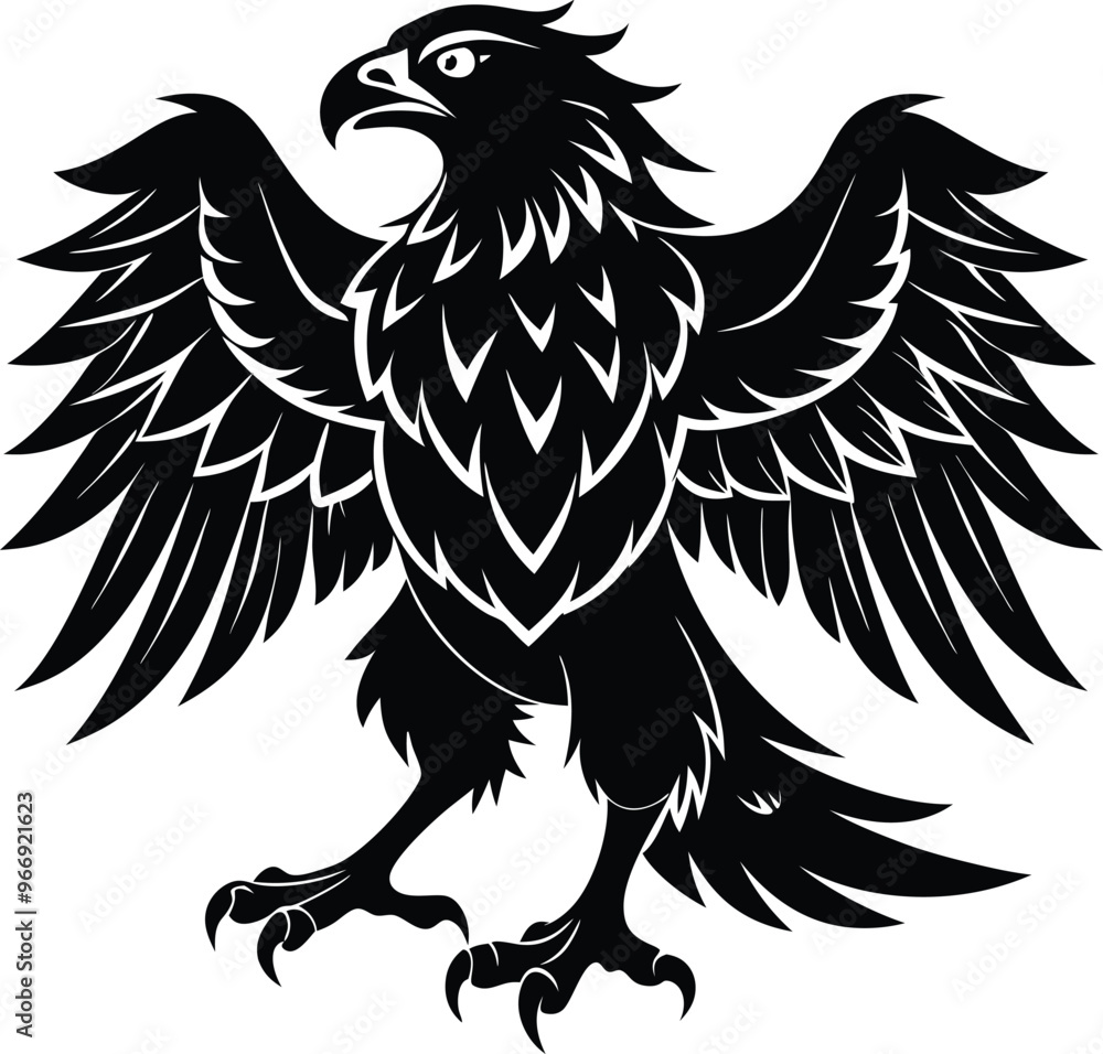 Obraz premium black eagle vector illustration silhouette, Print