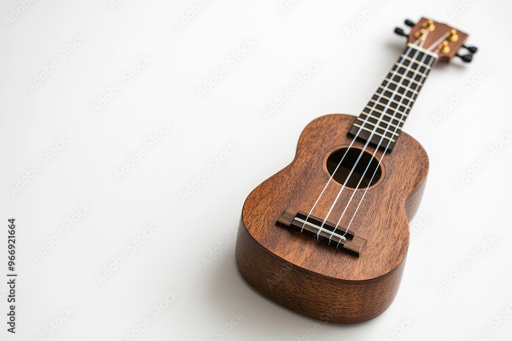 Obraz premium Ukulele on a white background with generative ai