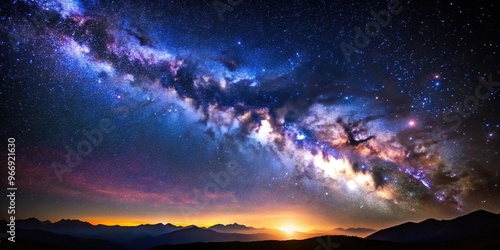 Stargazing at the night sky and Milky Way Galaxy photo