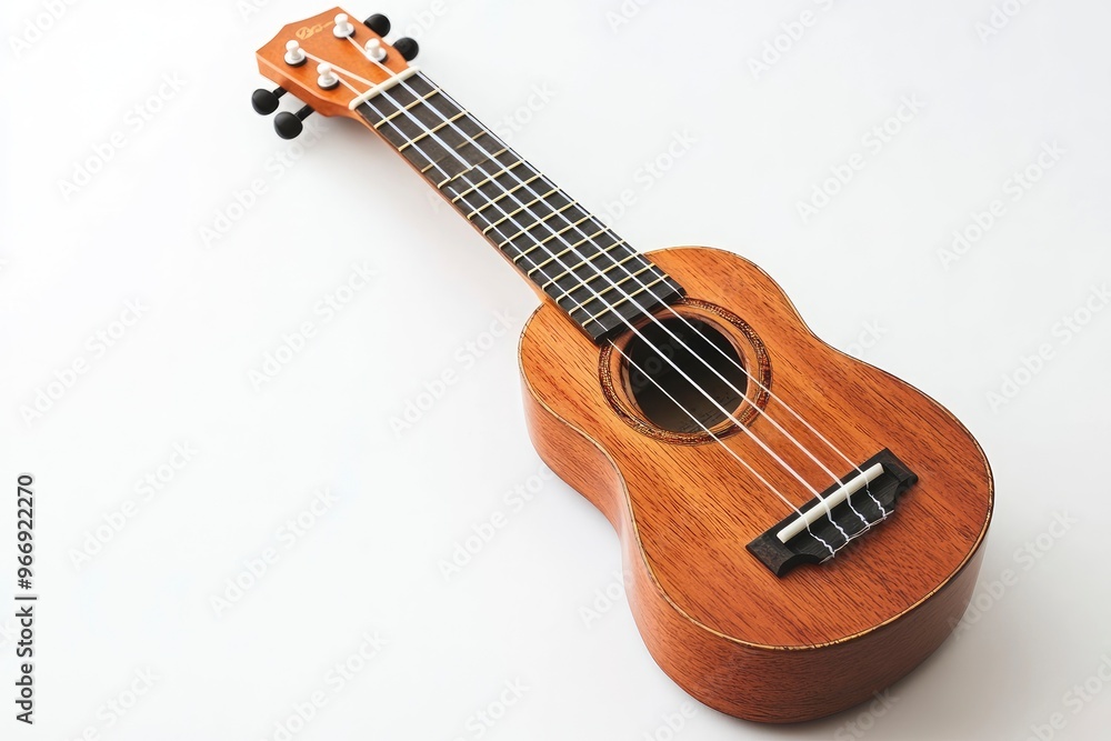 Obraz premium Ukulele on a white background with generative ai