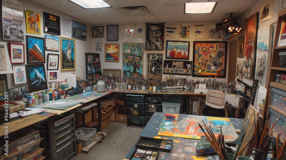 Art Room: A creative environment filled with painting and sculpting supplies, offering students the chance to engage in drawing, painting, and other visual arts.
Art Room: A creative environment filled with painting and sculpting supplies, offering students the chance to engage in drawing, painting, and other visual arts.
