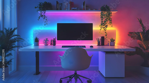 A modern workspace with col...