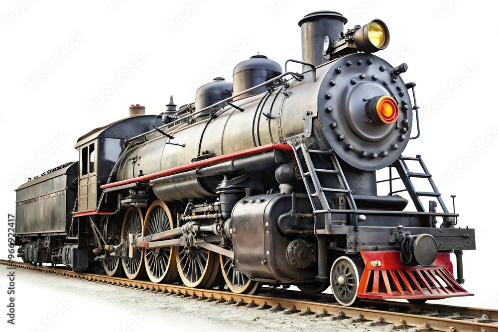 Fototapeta premium Steam locomotive isolated on white background