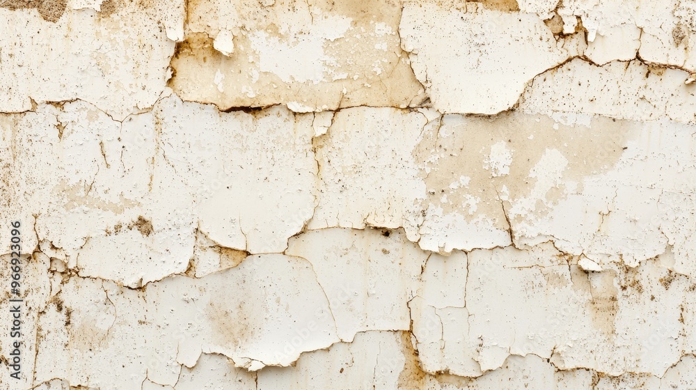 Fototapeta premium Cracked White Wall Texture With Peeling Paint Background