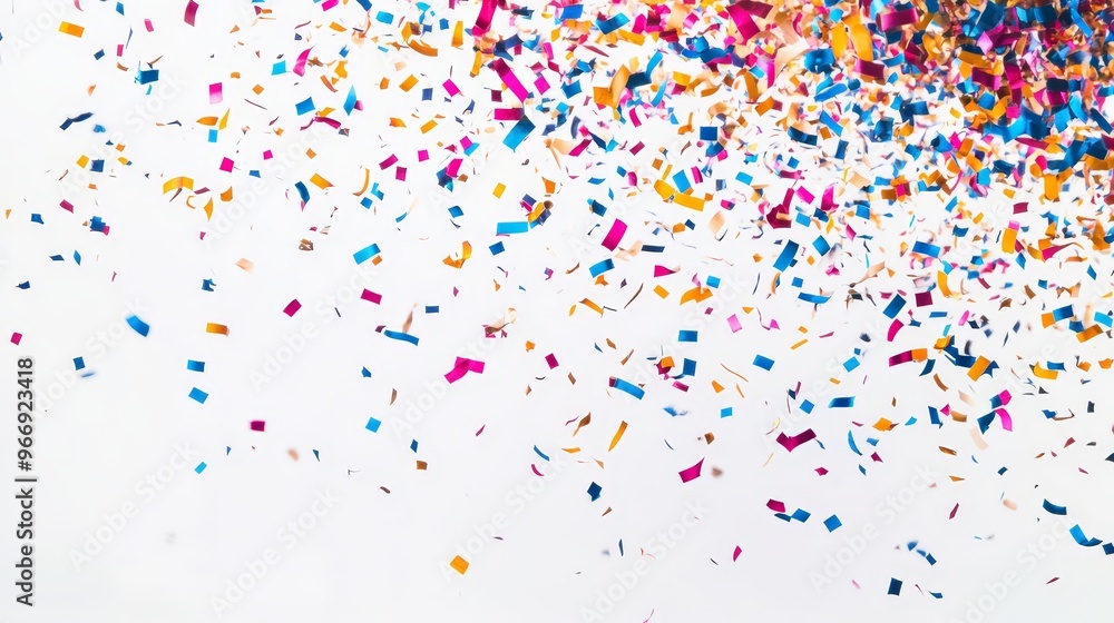 Colorful Confetti Falling on White Background Colorful Confetti Falling on White Background