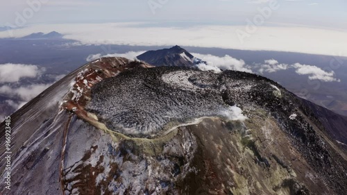 Panorama of the Avachinsky volcano crater, View from the top, Kamchatka