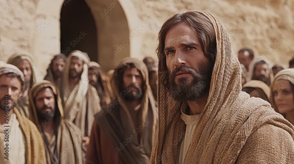 Naklejka premium Jesus Christ Religious Leader Christian Faith Religious Symbol Holy Figure Spiritual Leader Biblical Figure Religious Icon