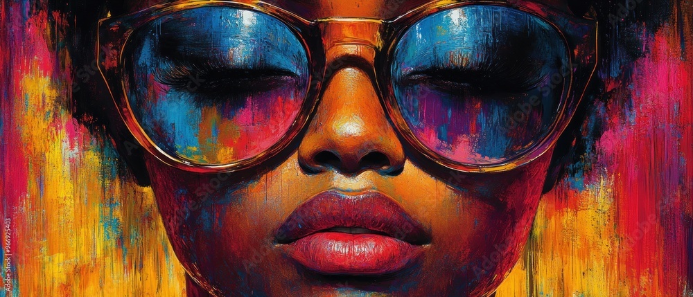 Abstract Painting of a Woman's Face with Sunglasses Abstract Painting of a Woman's Face with Sunglasses