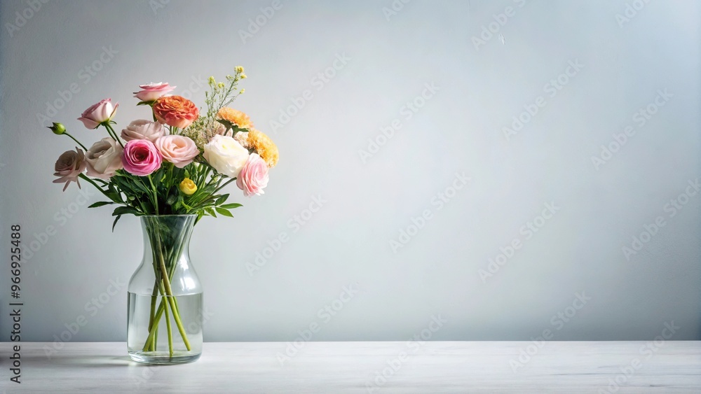 Fototapeta premium Still life watercolor painting of a bouquet of flowers in a vase