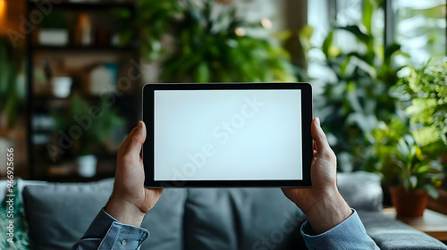 A person holds a tablet wit...