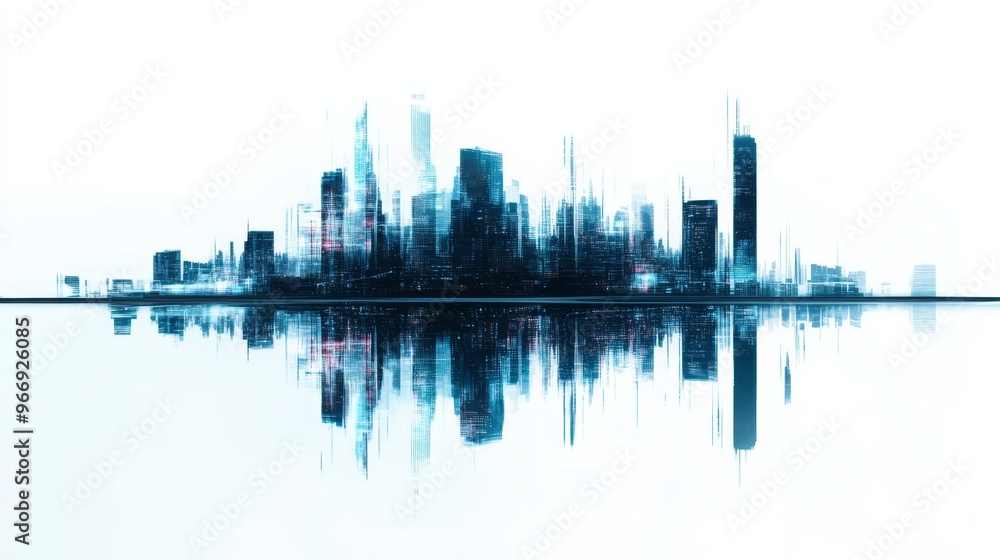Digital Cityscape with Reflection Digital Cityscape with Reflection