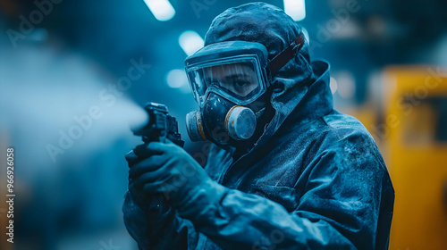 A person in protective gear...