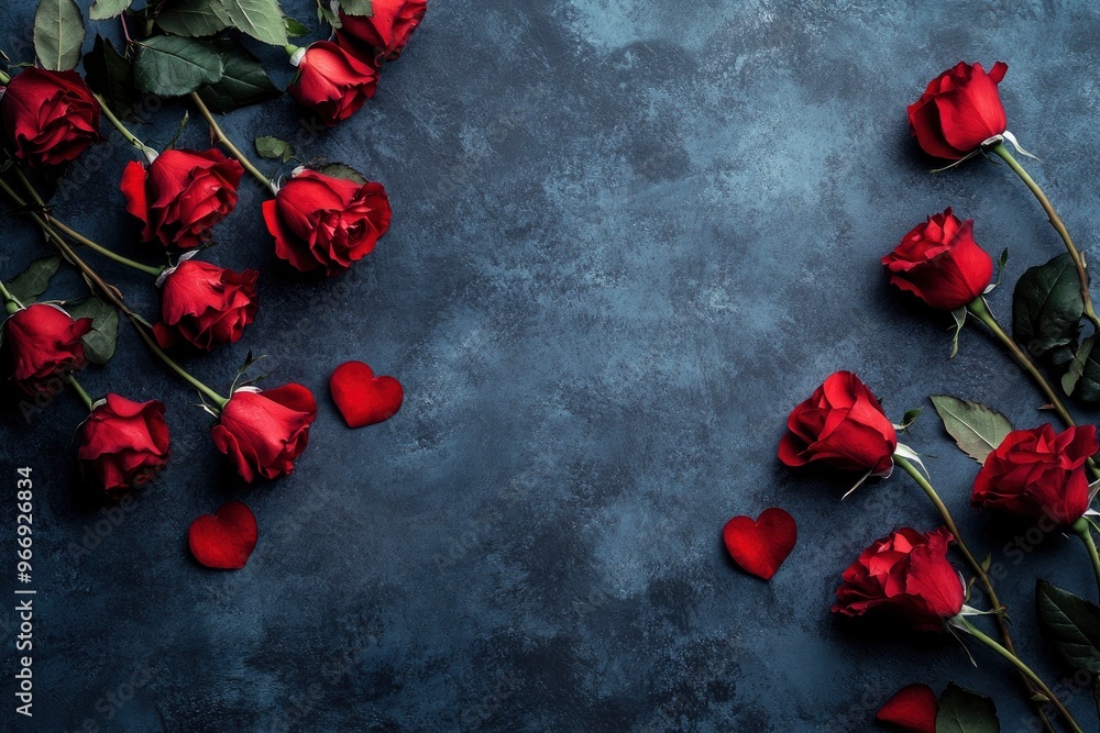 Valentine's day background with red roses, copy space with generative ai