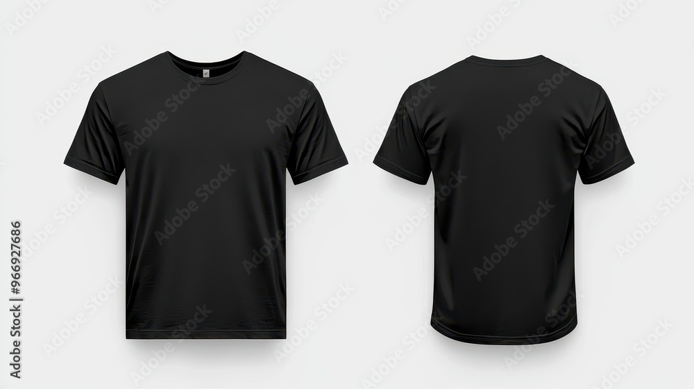 Blank Black T Shirt Mockup Front and Back View Blank Black T Shirt Mockup Front and Back View