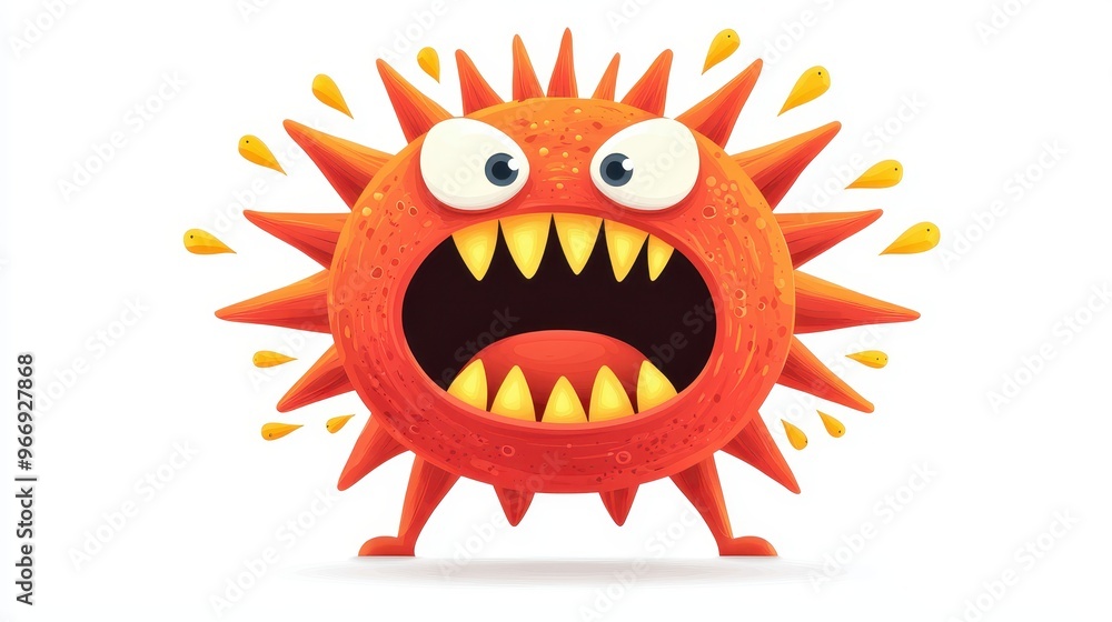 Angry Cartoon Monster Illustration Spiky Red Character Design Monster Vector Angry Cartoon Monster Illustration Spiky Red Character Design Monster Vector