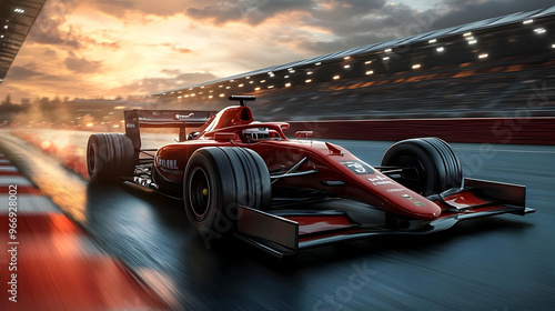 A racing car speeding on a ...